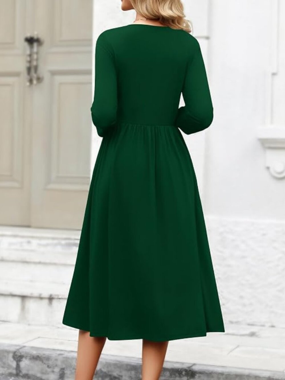 Zeagoo 3/4 Sleeve Women's Dress Casual Aline Summer Fall Midi Long Dresses - Picture 3 of 6